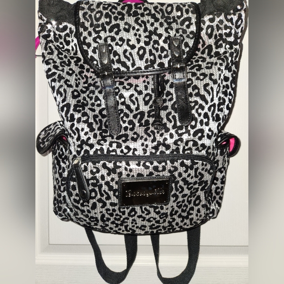 Betsey Johnson leopard sequined backpack - Picture 1 of 9